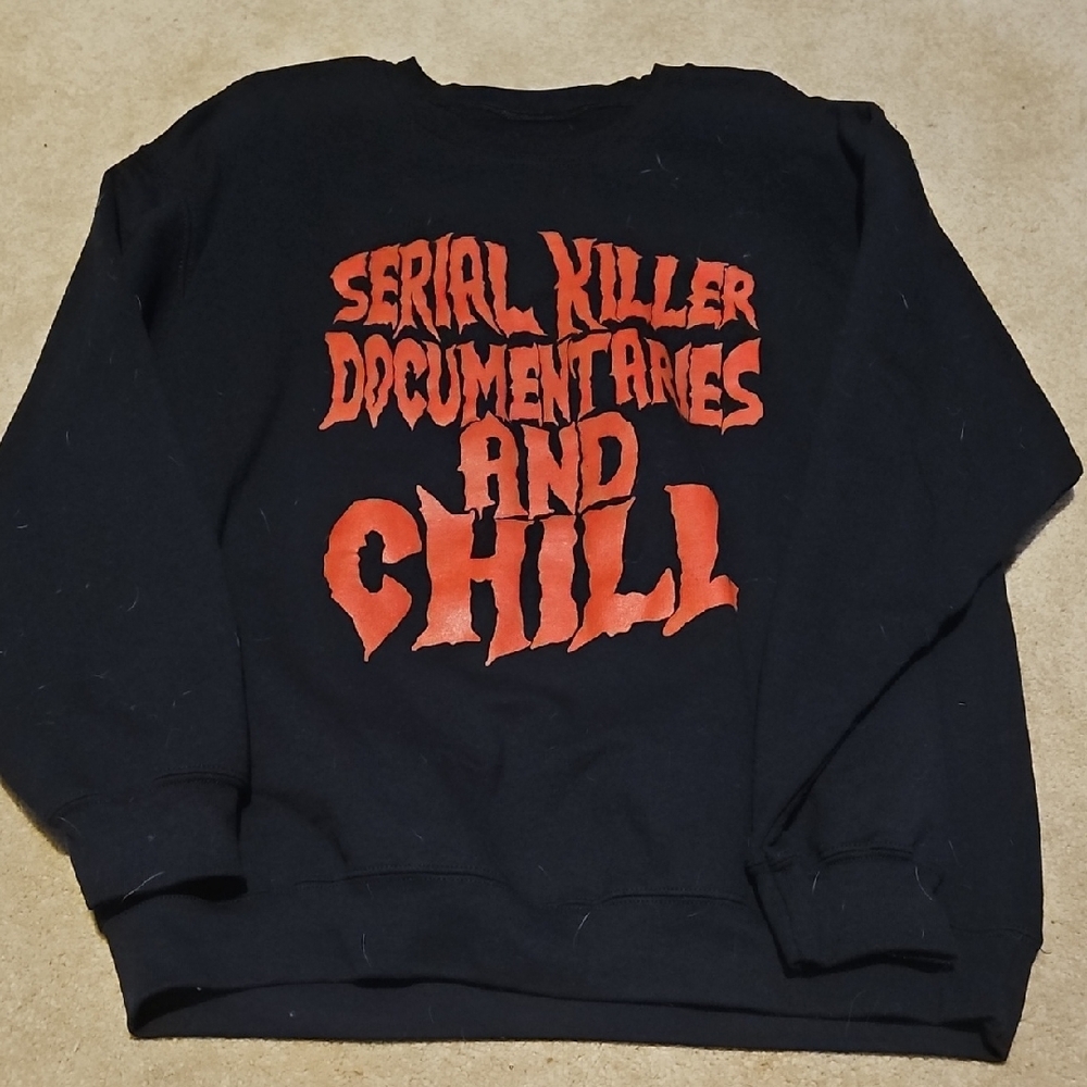 Black Sweater with Red Graphic Print